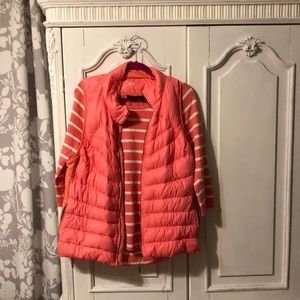 Luscious tangerine  vest and striped shirt LG